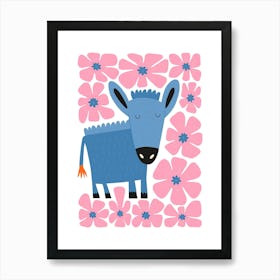 Nursery Woodland Animal Pink Floral Art Print