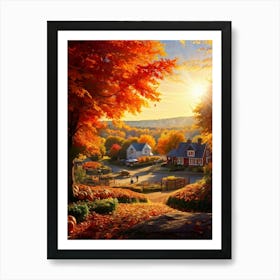 Autumnal Landscape Enhanced Saturation Leaves In Mid Fall Bright Sun Casting Dynamic Shadows Gli (7) Art Print