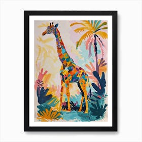 Colourful Giraffe Lead Pattern Painting 4 Art Print