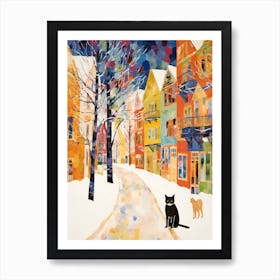 Cat In The Streets Of Aspen   Usa With Snow 3 Art Print