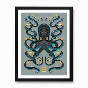 Octopus Black And Gold Art Print