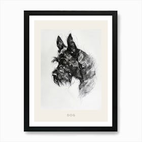 Furry Short Haired Dog Line Sketch 1 Poster Art Print