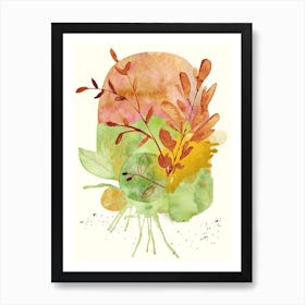 Autumn Leaves Watercolor Painting Art Print