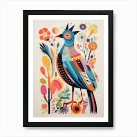 Colourful Scandi Bird Chicken 1 Art Print
