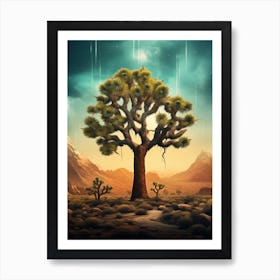 Joshua Tree In The Rain In Nat Viga Style (2) Art Print