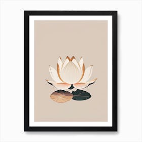 Blooming Lotus Flower In Lake Retro Minimal 6 Art Print