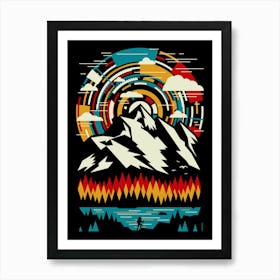 Outdoors Futuristic Mountains - Retro Art Print