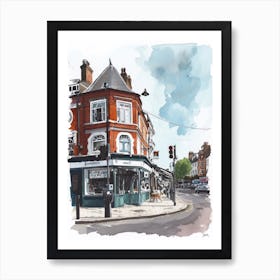 Kingston Upon Thames London Borough   Street Watercolour 2 Art Print