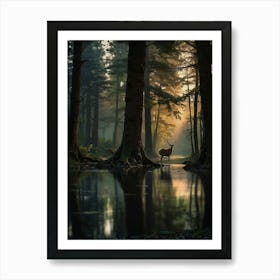 Spiritual Deer Standing in the divine forest Art Print