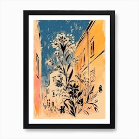 Lisbon, Flower Collage 0 Art Print