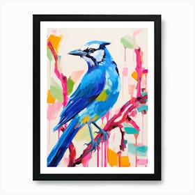 Colourful Bird Painting Blue Jay 1 Art Print