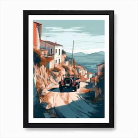 A Jeep Wrangler In Amalfi Coast, Italy, Car Illustration 2 Art Print