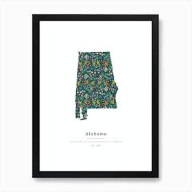 Alabama State | Wildflowers on Juniper Green Art Print