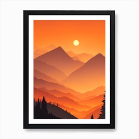 Misty Mountains Vertical Composition In Orange Tone 235 Art Print