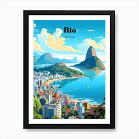 Rio Brazil Oceanview Travel Art Illustration Art Print