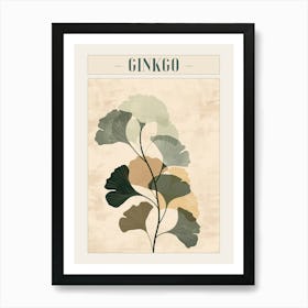 Ginkgo Tree Minimal Japandi Illustration 2 Poster Art Print