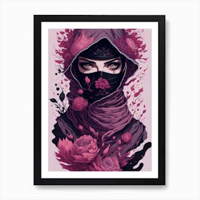 Face ninja woman. Art Print