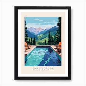 Ennetbürgen, Switzerland 1 Midcentury Modern Pool Poster Art Print