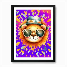 Kids Art Animal Art Lion In Sunglasses Lion Art Art Print