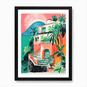 A House In Positano, Abstract Risograph Style 2 Art Print