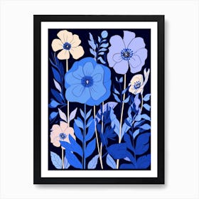 Blue Flower Illustration Larkspur Art Print