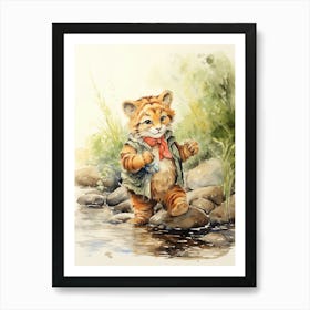 Tiger Illustration Geocaching Watercolour 4 Art Print