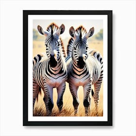 Playful Zebras Colorful Safari-Inspired Animal Art Art Print