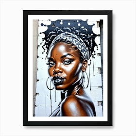 Graffiti Mural Of Beautiful Black Woman 404 Art Print