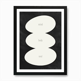 Mind Body and Soul Abstract Organic Shapes in Charcoal Art Print