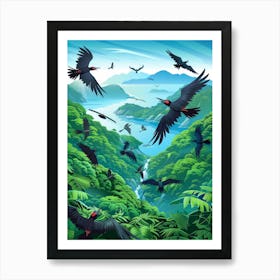 Black Birds In The Jungle Art Print