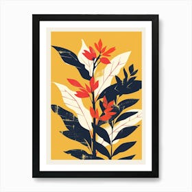 Botanical Tropical Leaves Groovy 2 Art Print