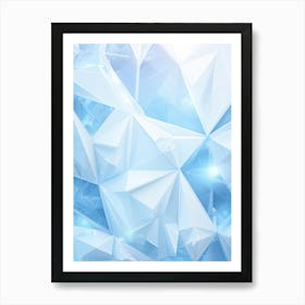 Abstract Geometric Composition Integrating Polygons Soft White And Blue Hues And Transparent Ice Art Print