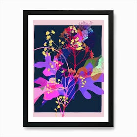 Gypsophila (Baby S Breath) 4 Neon Flower Collage Art Print