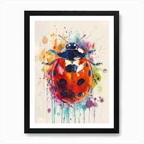 Ladybug Colourful Watercolour 4 Art Print