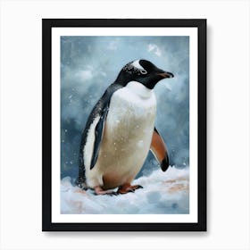 Adlie Penguin Carcass Island Oil Painting 4 Art Print