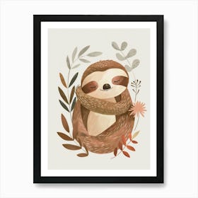 Charming Nursery Kids Animals Sloth 1 Art Print