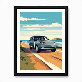 A Range Rover In Causeway Coastal Route Illustration 4 Art Print