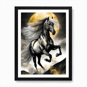 Horse In The Moonlight 17 Art Print