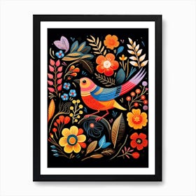 Folk Bird Illustration House Sparrow 1 Art Print