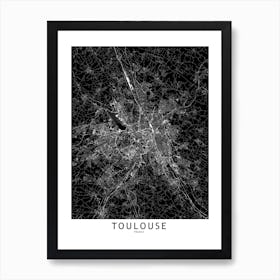 Toulouse Black And White Map Art Print