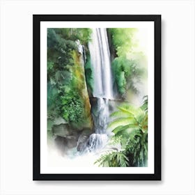 Banyumala Twin Waterfalls, Indonesia Water Colour  Art Print