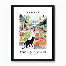 Food Market With Cats In Sydney 2 Poster Art Print