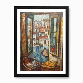 Window View Of Venice Of In The Style Of Cubism 4 Art Print