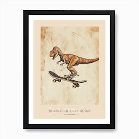 Utahraptor Vintage Dinosaur Poster 1 Art Print