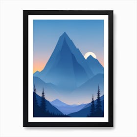 Misty Mountains Vertical Composition In Blue Tone 117 Art Print