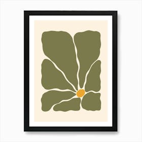 Abstract Flower 02 - Muted Green Art Print