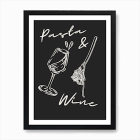 Black Pasta And Wine Art Print