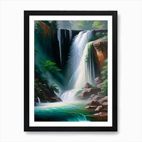 Satopanth Waterfall, India Peaceful Oil Art  Poster