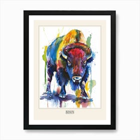 Bison Colourful Watercolour 1 Poster Art Print