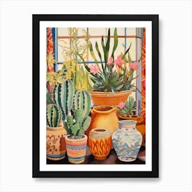 Cactus Painting Maximalist Still Life Barrel Cactus 4 Art Print